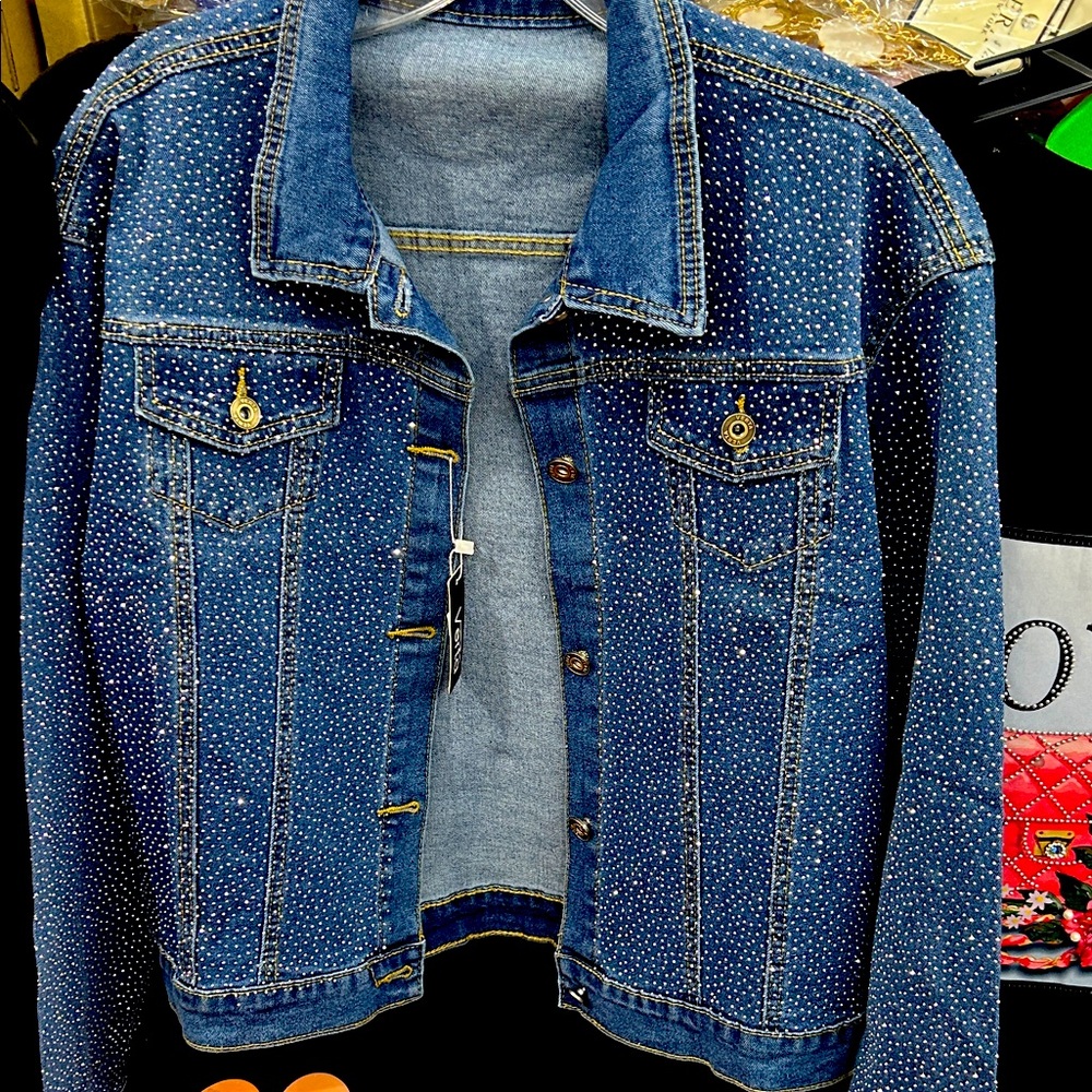 VETTA Light Blue Denim Jacket with Studs